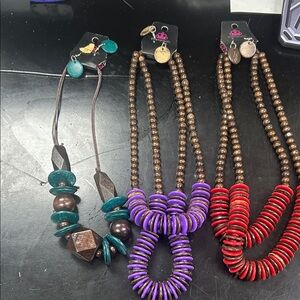 Paparazzi Necklace Set with Red, Purple, and Brown Accents